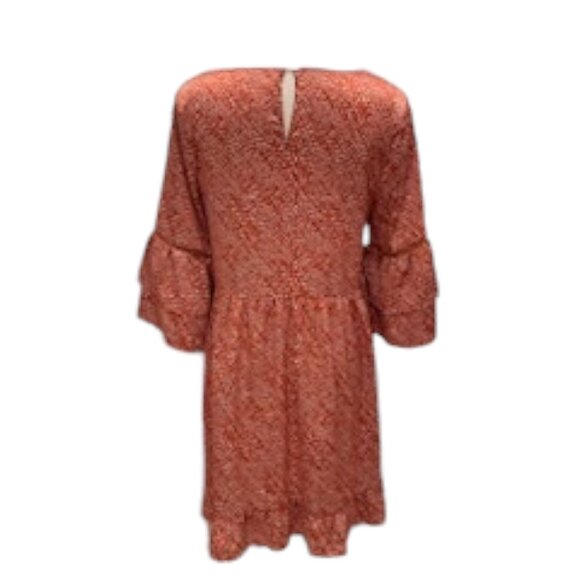 Jodifl Orange Boho Bell Sleeve Ruffle Hem Mini Dress S  Retro Festival Prairie - Picture 4 of 10